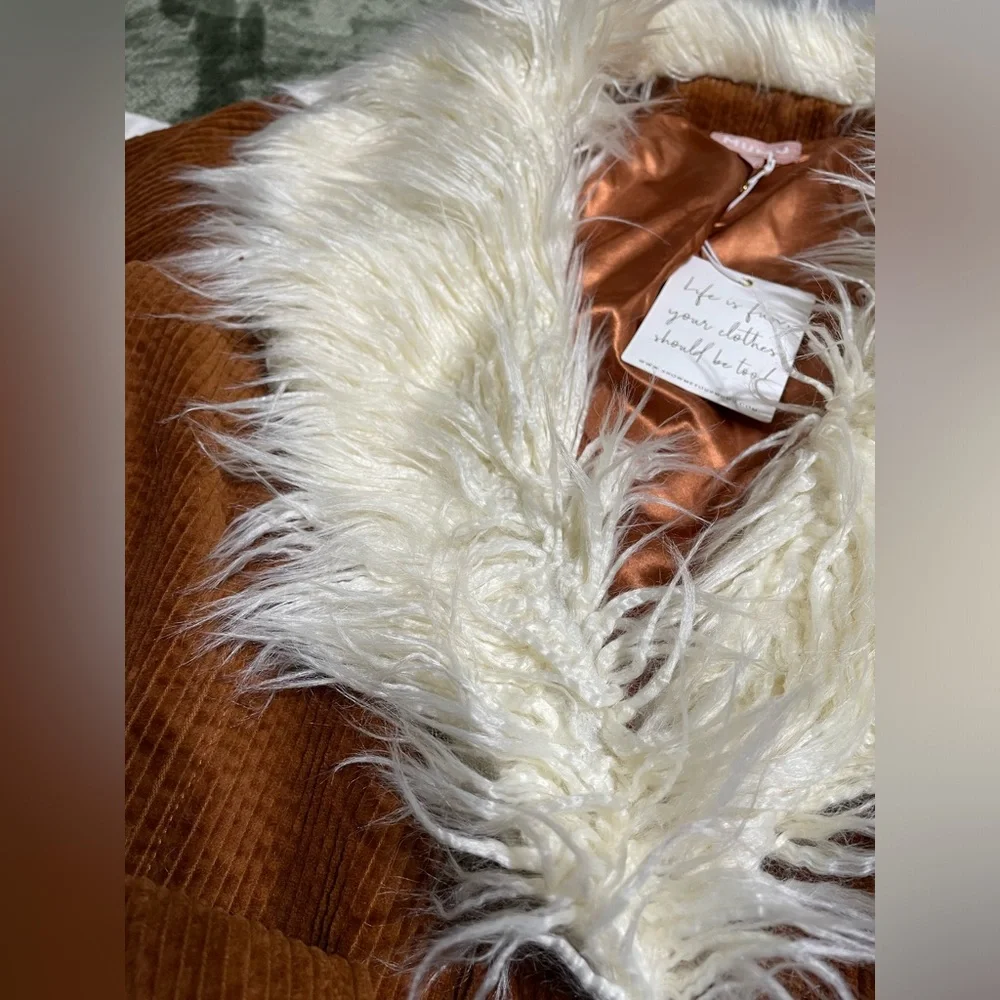 Show Me Your Mumu Penny Lane Coat Sienna Corduroy Jacket Faux Fur Trim NWT - Picture 12 of 15
